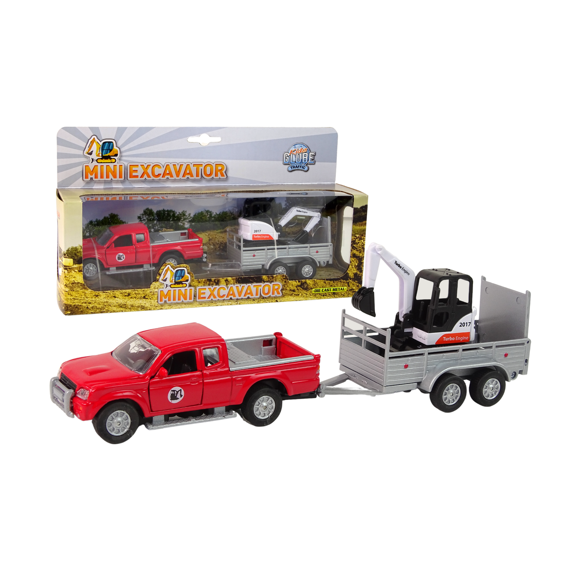 Auto z przyczepą z koparką 13+9cm HKG086 10794