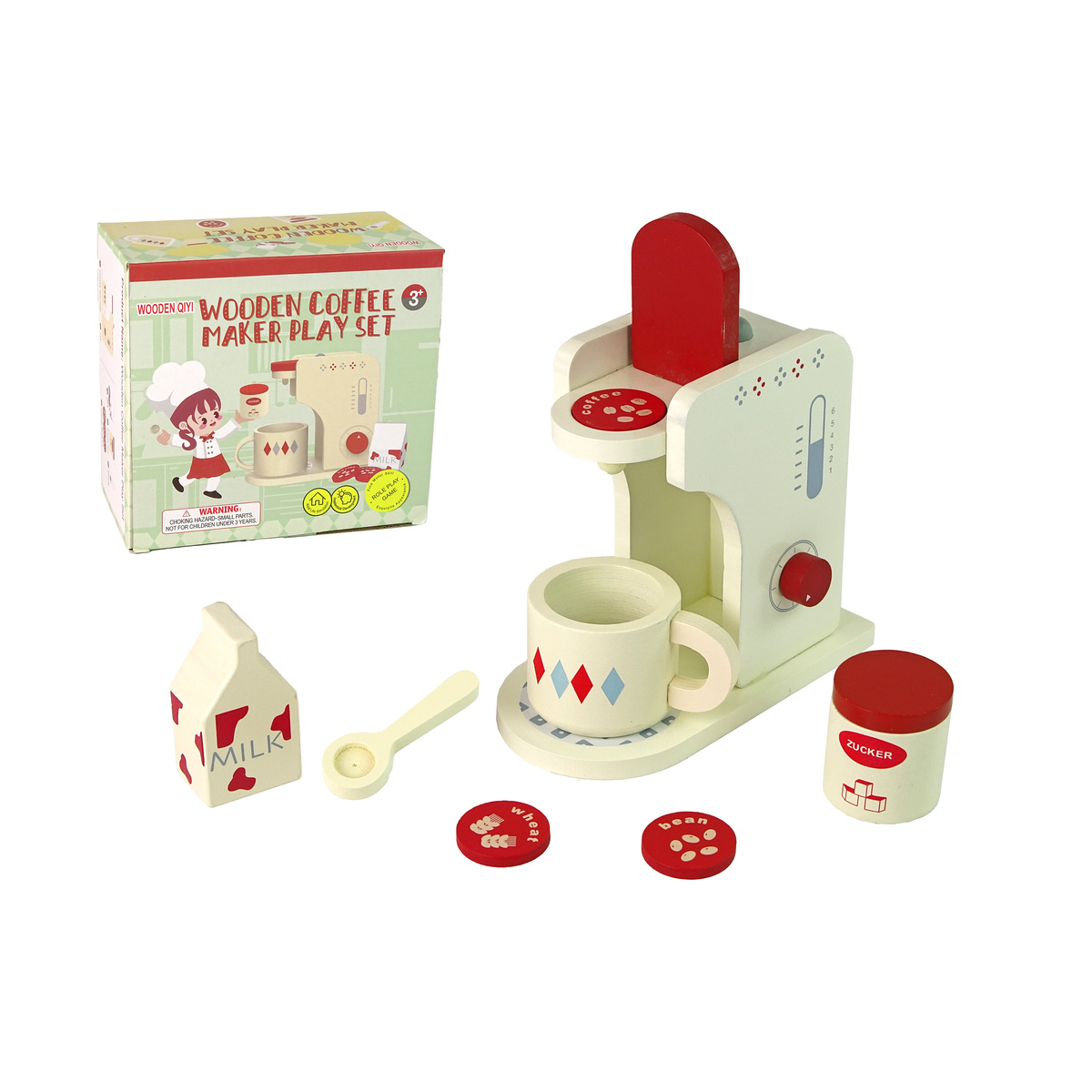 Drewniany Ekspres do Kawy Akcesoria Kuchnia Dzieci
