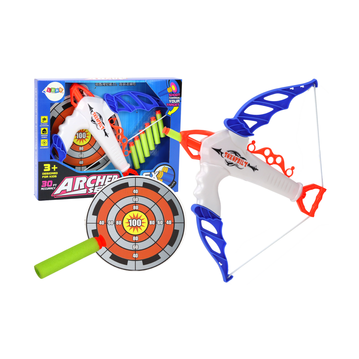 Łuk z Tarczą Na Miękkie Strzałki z Przyssawką 6 Sz