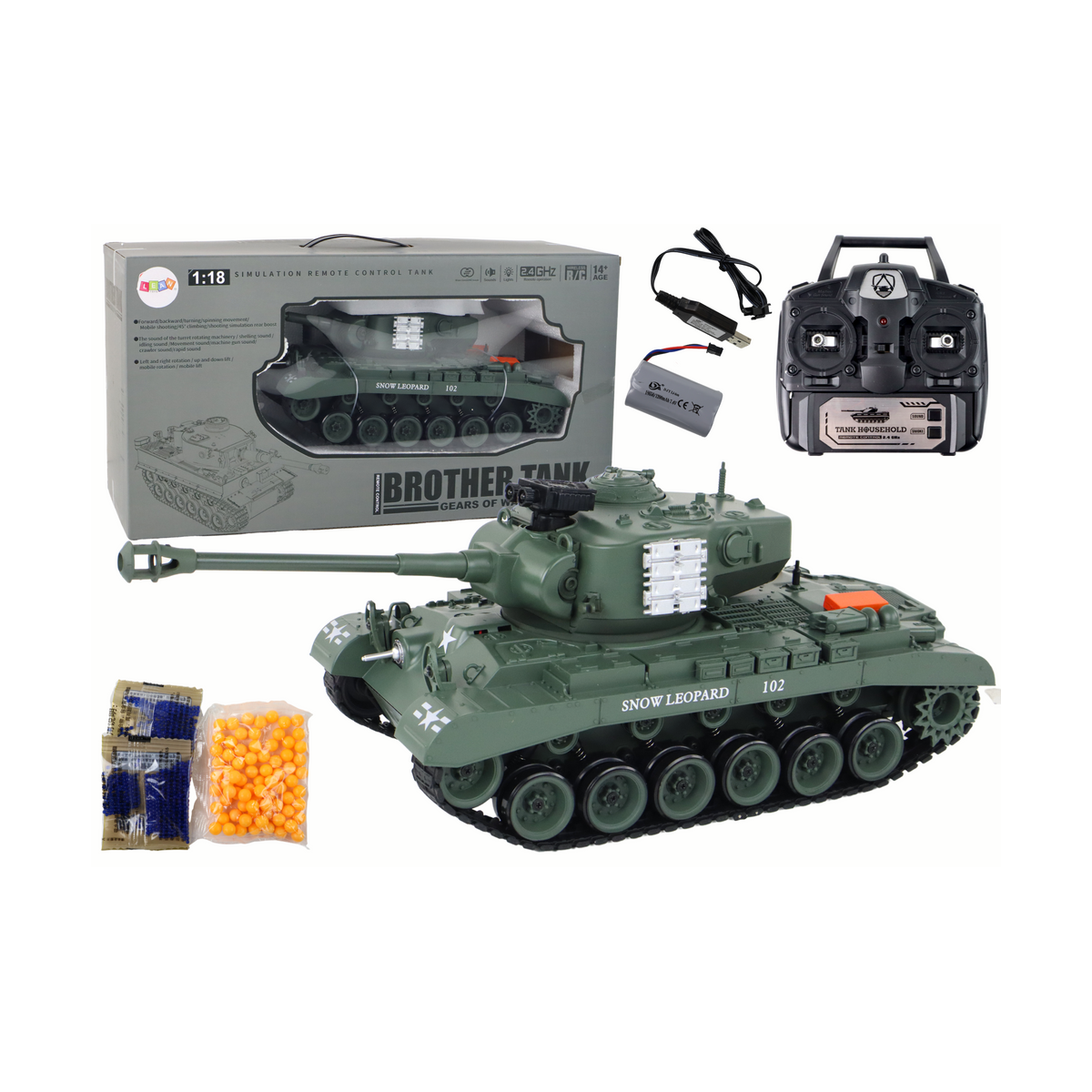 Czołg Leopard RC Zdalnie Sterowany Armata 1:18 Sz