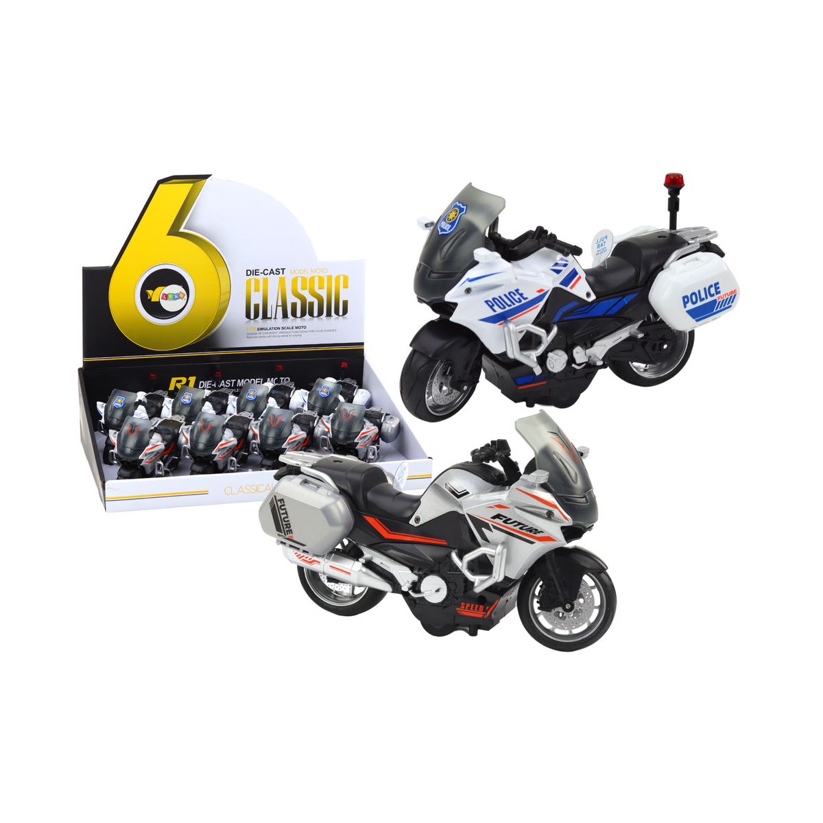 Motocykl Z Napędem Frykcyjnym Skala 1:10 Policyjny