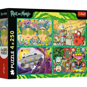PUZZLE 4x250 Zakręcony świat Ricka_Morty_ego 13338
