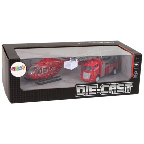 Zestaw Autek Straż Pożarna Drabina Naciąg Helikopt