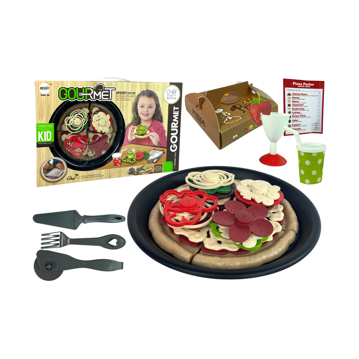 Zestaw Pizza Dodatki Kuchnia Jedzenie Do Zabawy