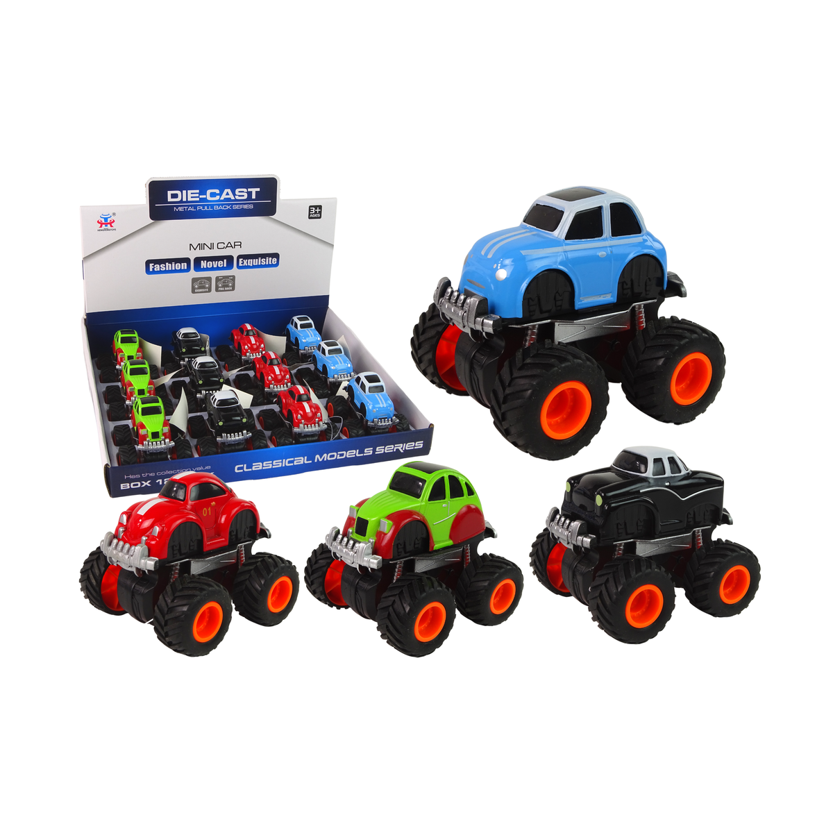 Metalowe Autko Duże Koła Różne Wzory HXHG08