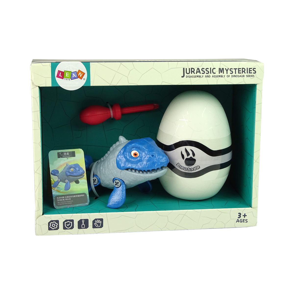 Zestaw Dinozaur Mosasaur z Jajkiem DIY Śrubokręt N