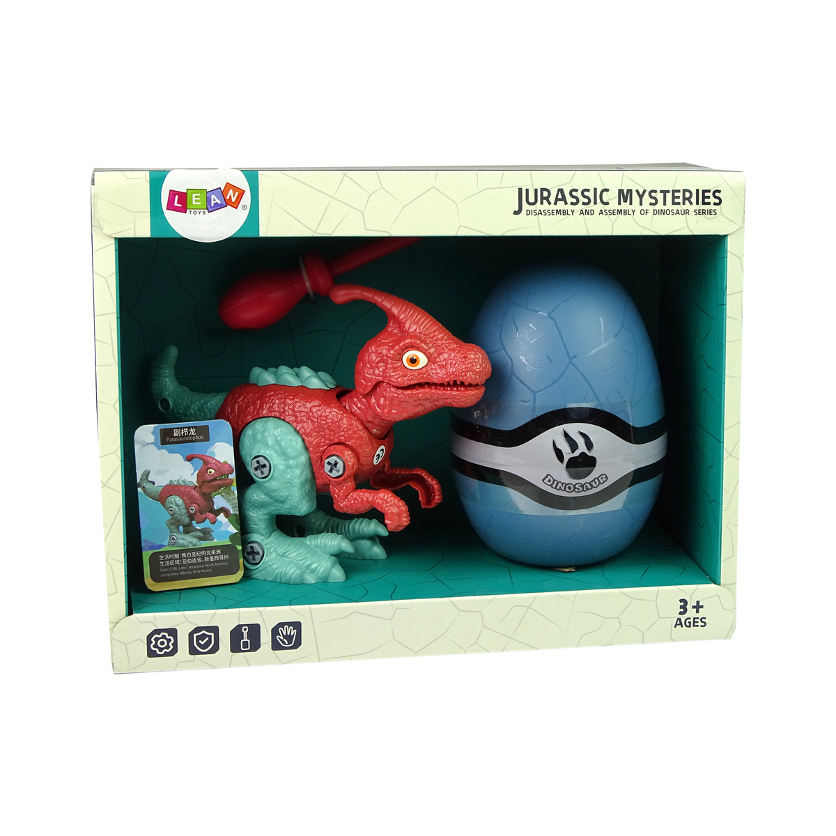 Zestaw Dinozaur Parasaurolophus z Jajkiem DIY Śrub