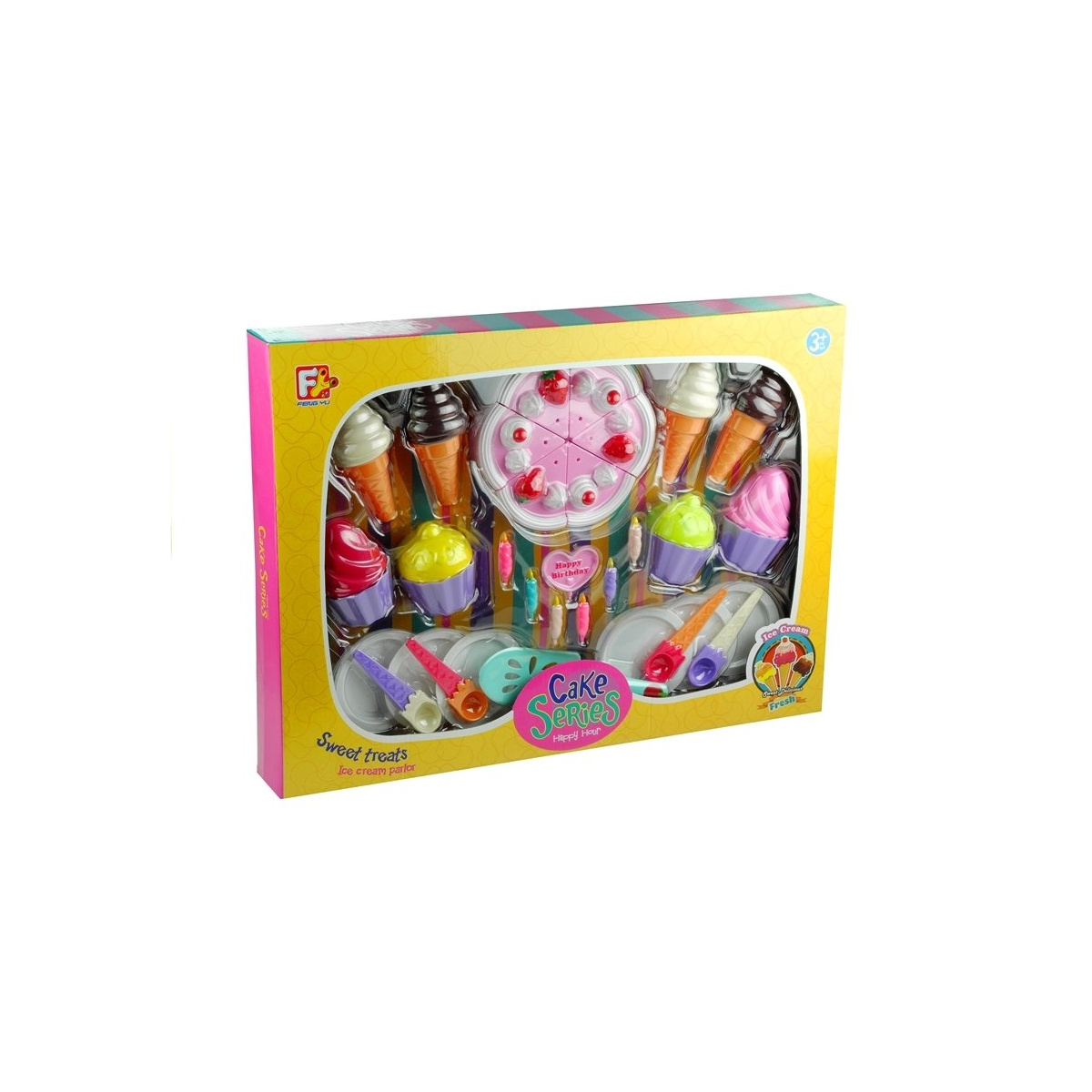 Duży Zestaw Serwis Urodzinowy Tort 32 Elementy