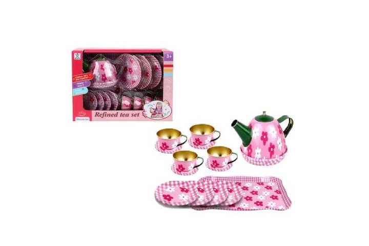 Zestaw d/kawy metalowy w kwiatki 7200656 56087