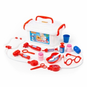 Zestaw Lekarz W Pudełku Stetoskop Strzykawka Młote