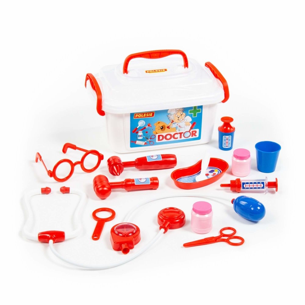 Zestaw Lekarz W Pudełku Stetoskop Strzykawka Młote